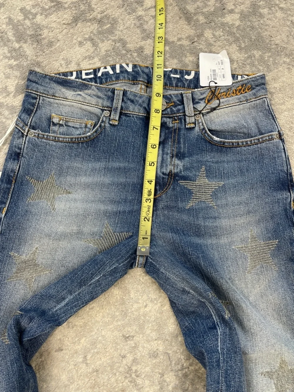 NWT P Jean Christie Celestial Chain Star Kick Crop Flare Jeans Sz 26